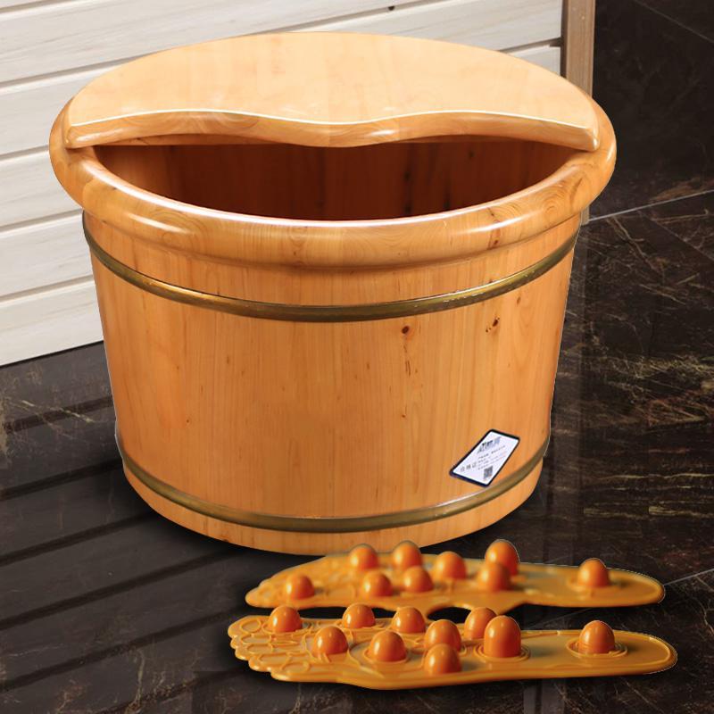 香柏木足浴桶泡脚木桶纳丽雅实木洗脚盆女小木桶带盖泡脚桶木质家用