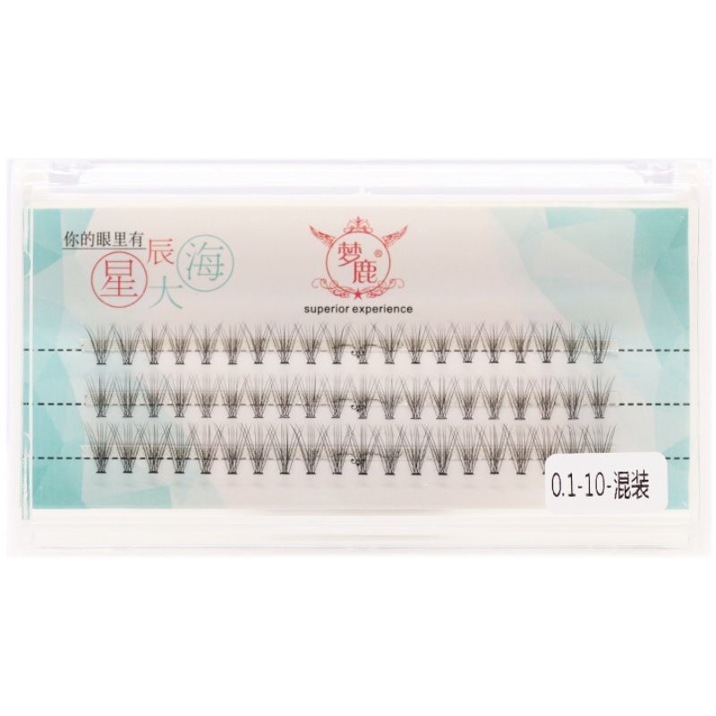 梦鹿假睫毛女超自然 单簇朵毛素颜卷翘 C翘 0.1粗度 8910混合装 0.1(8910混合装)送胶水