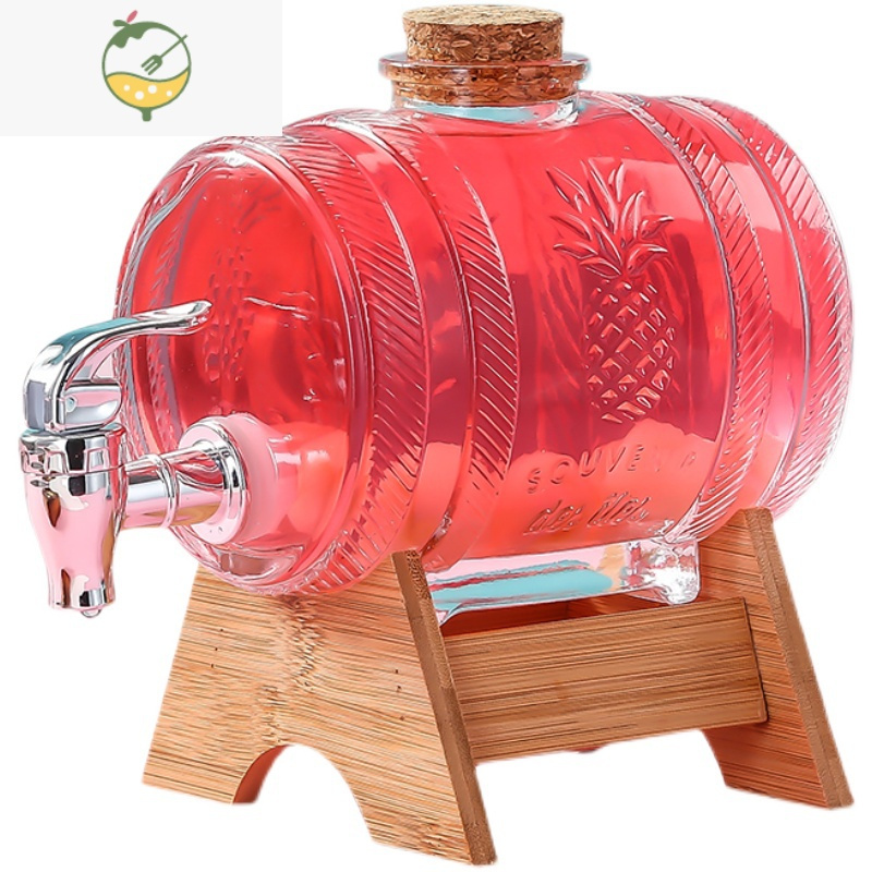 yicheng家用泡酒玻璃瓶带龙头泡酒坛子2斤红酒果酒酒桶储酒罐可乐桶