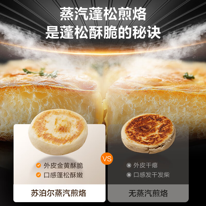 苏泊尔(SUPOR)电饼档1700W大功率0氟钛瓷烤盘双面加热蒸汽煎烤烙饼锅三明治机早餐机煎烤机烤肉JJ30RQ801高清大图