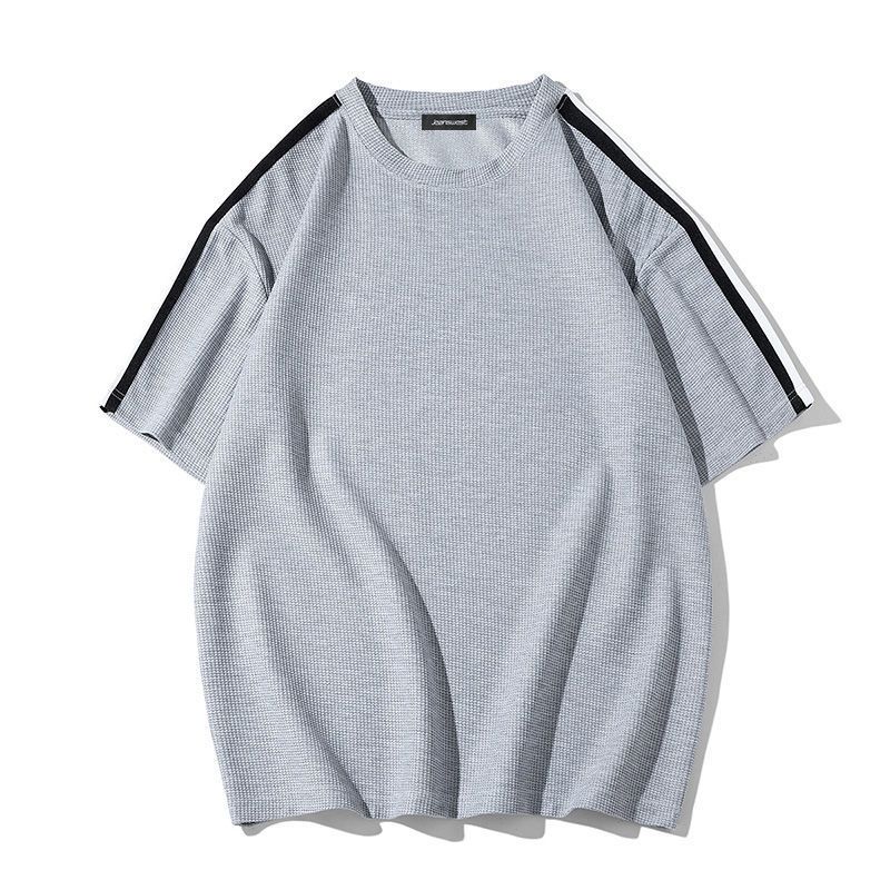 真维斯华夫格运动套装女新款夏季薄款潮牌休闲短袖短裤情侣两件套