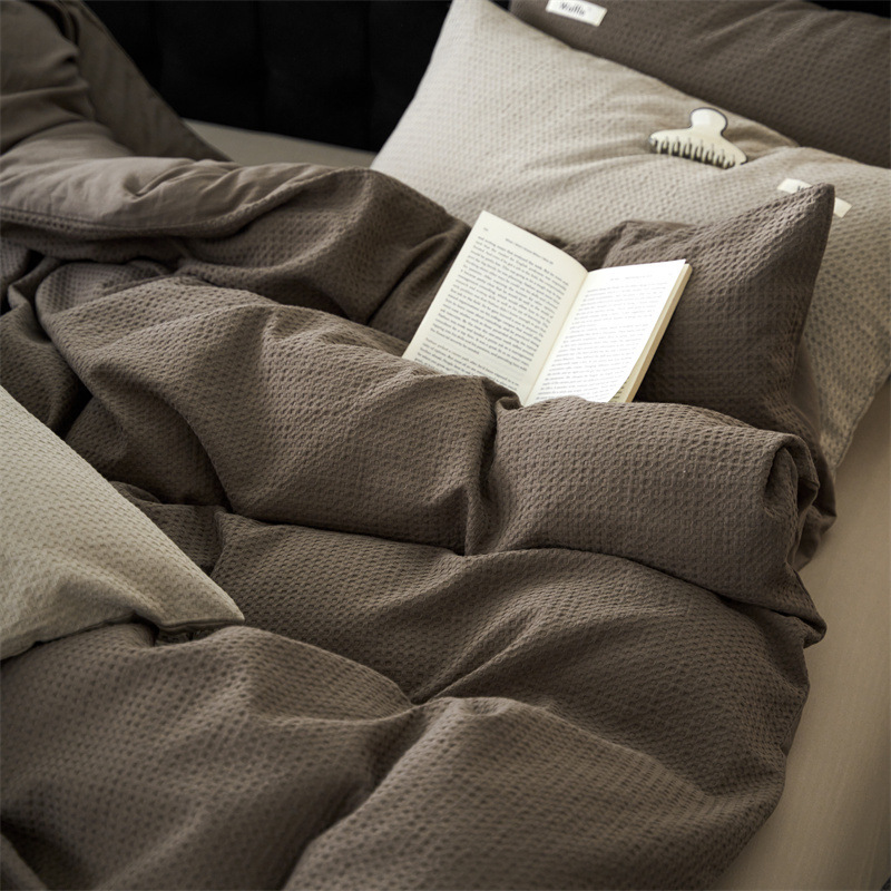 无印华夫格|A类母婴级纯棉床上四件套床单被套日式良品4件套