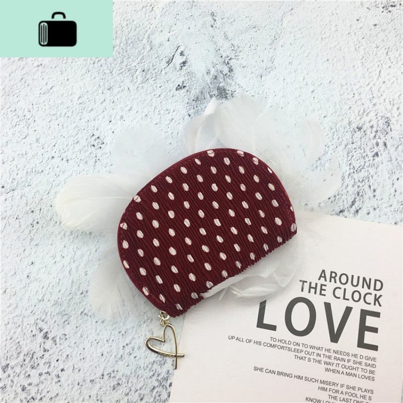 港风少女复古波点卡包薄韩国小巧拉链零钱夹一体包多卡位信用卡套NEW LAKE女士钱包/卡包图片