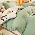 星月居 卡通水洗棉纯棉全棉床单被套刺绣学生宿舍 2.0m床【床单款四件套】-适合220x240cm被芯 熊猫墩墩