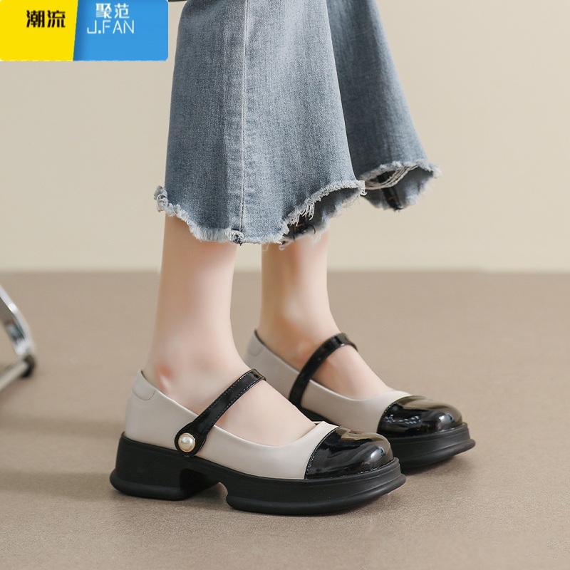 聚范小香风玛丽珍鞋女夏季厚底法式单鞋配裙子jk小皮鞋大码女鞋41一43高清大图