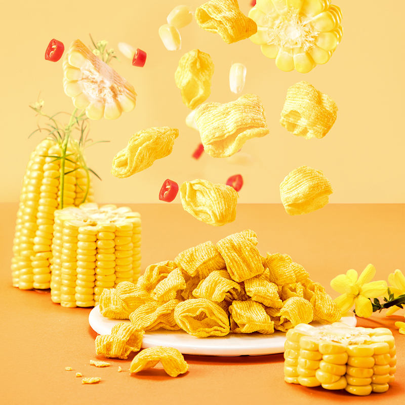 来伊份浪漫蒂克玉米卷(烤肉味)50g膨化脆薯休闲零食小吃来一份