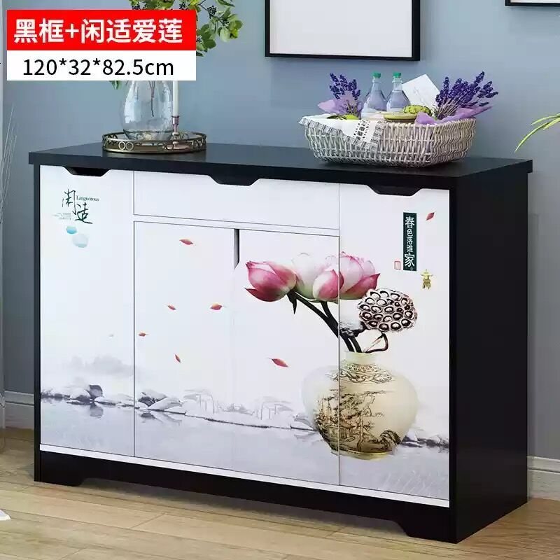 多功能仿实木鞋柜鞋架子简易厅柜口简易口鞋柜子木质玄关柜 120CM闲适爱莲(清仓)