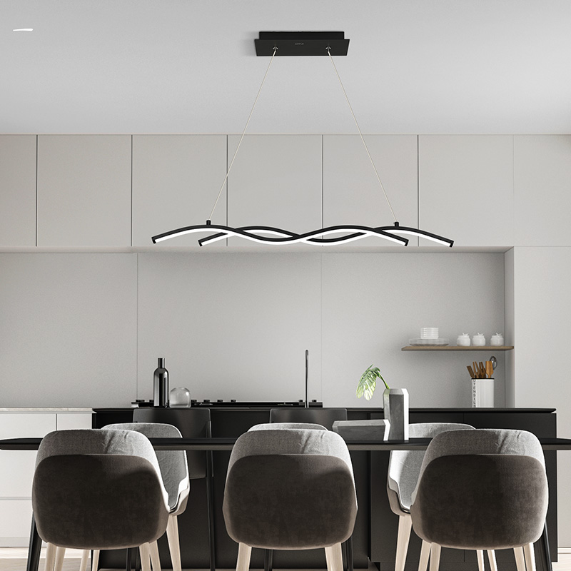 欧普照明/迷迭/线形餐吊灯几何现代线条简约创意艺术黑白餐饭厅桌灯CD高清大图