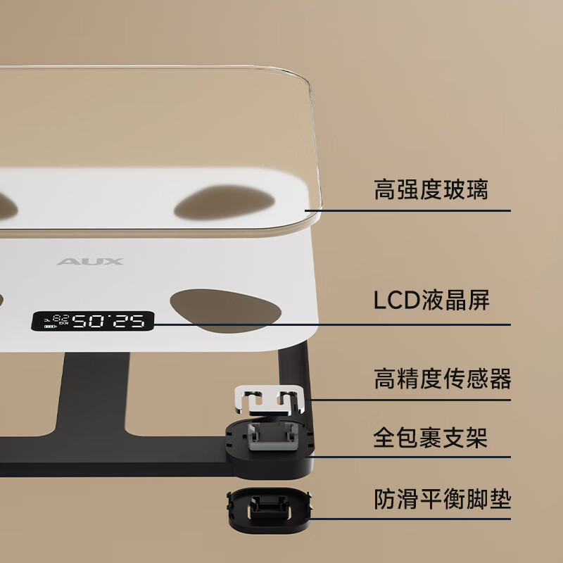 奥克斯体重秤体脂秤家用宿舍人体小型电子精准智能耐用充电称重计高清大图