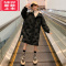 可莉允女童长款棉服过膝加厚棉服中长款连帽棉袄中大童韩版羽绒棉服外套
