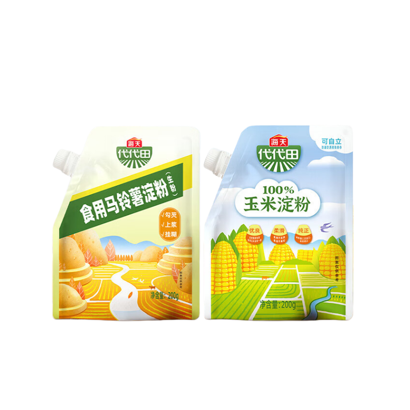 海天 食用玉米淀粉(海天代代田牌)200g×1(自立袋)+食用马铃薯淀粉(海天代代田牌)200g×1(自立袋) 调味品