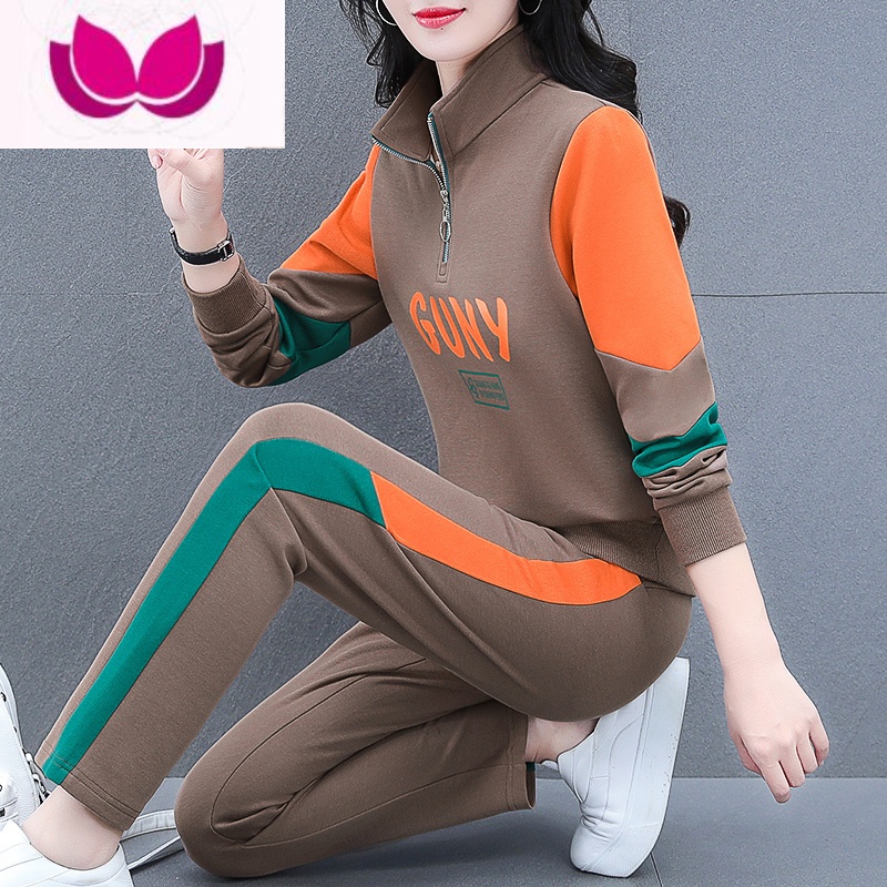 七斓运动服套装女2023年春季新款时尚洋气大码宽松休闲卫衣套高清大图