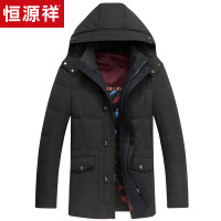 ✅恒源祥中长款中年防寒外套连帽新款冬季羽绒服男加厚保暖冬装