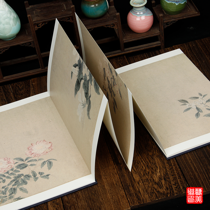 [醉染正版]元钱选八花图 古代名家绘画原大本 8开折叠页长卷图卷海棠/梨花/杏花/牡丹/栀子/桂花/水仙等8种花卉/花瓣高清大图