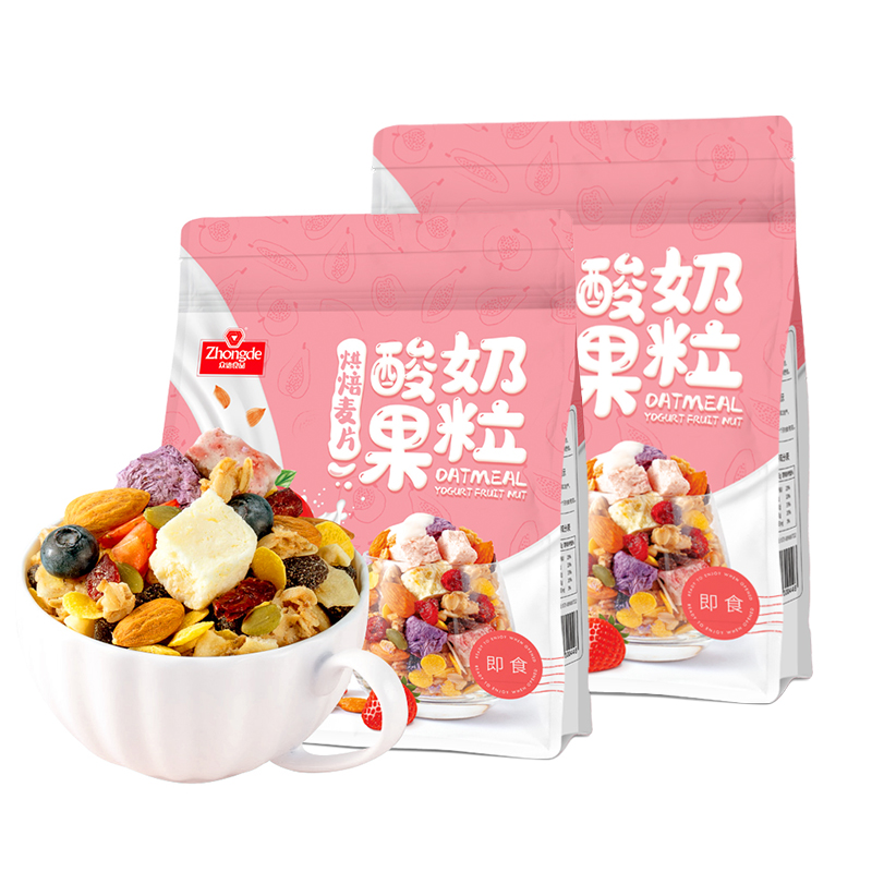 众德酸奶果粒水果坚果燕麦片冲泡早餐即食冲饮速食懒人食品500g*2