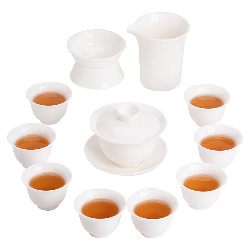 苏氏陶瓷/SUSHI CERAMICS J0878 羊脂玉瓷丰谷三才盖碗礼盒套组 170ML (单位:盒)高清大图
