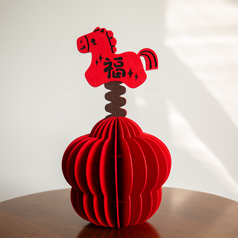 智美环球 2026马年装饰品居家布艺立体摆件 [两个]福字摇摇马摆件高清大图