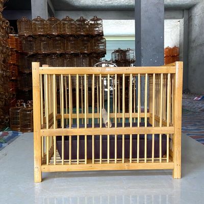 洗澡笼(带盘子 站杆) 洗澡笼鸟笼冲凉笼竹制方形画眉鸟笼子大号八哥鸟