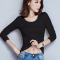 凌梦萱品牌低领保暖衣服黑色打底衫女秋冬2018新款加绒加厚修身内搭长袖T恤