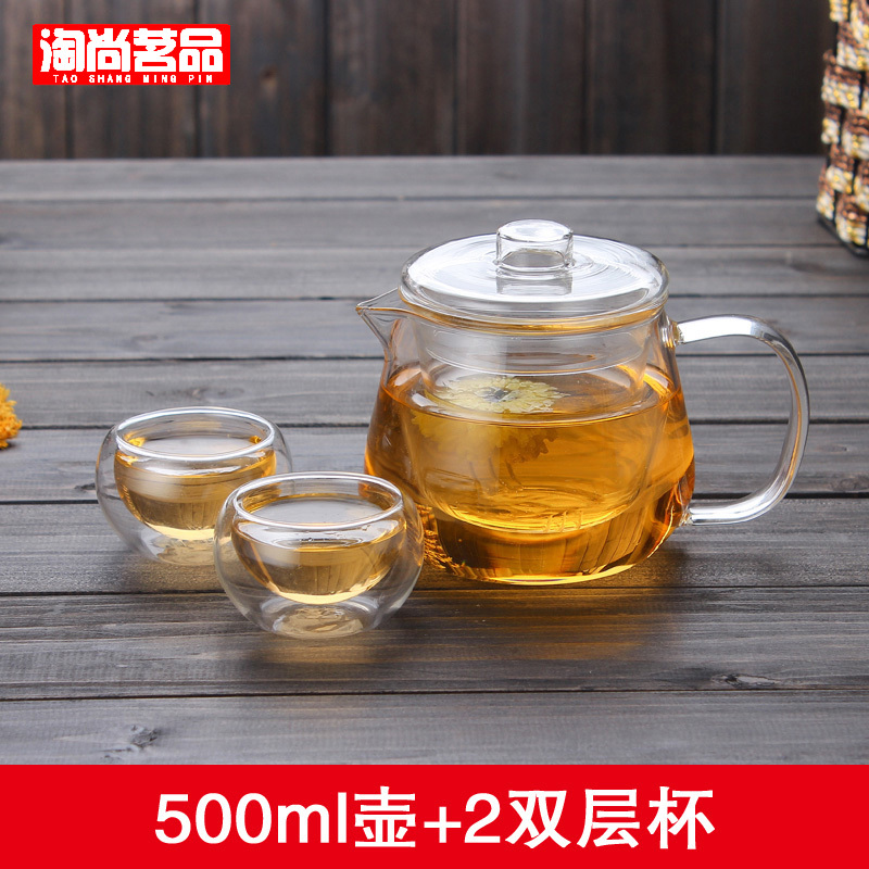 养生壶蒸茶壶耐热玻璃茶具绿茶压嘴壶小青柑花茶壶500ML企鹅壶(请先与客服确认再)
