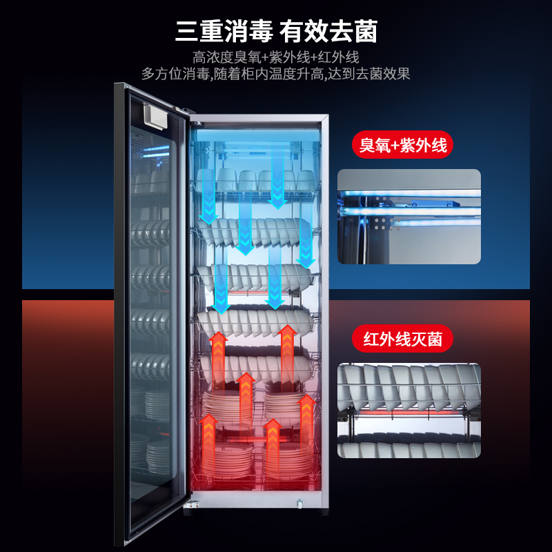 纳柏顿 380-P7消毒柜商用立式大容量红外线臭氧餐厅饭店餐具热风循环消毒碗柜