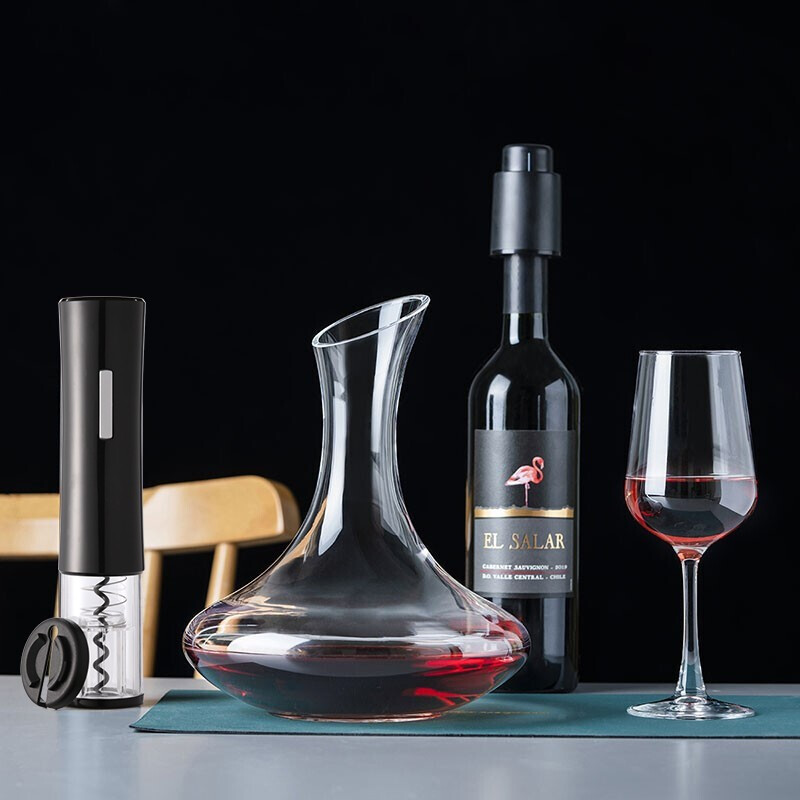 CLITON玻璃红酒杯高脚杯12件酒具套装 家用6葡萄酒杯+醒酒器+电动开瓶器+红酒瓶塞+倒酒器+酒杯架