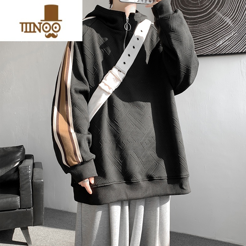 YANXU半拉链卫衣男潮牌美式复古外套宽松痞帅运动正肩港味chic大X高清大图