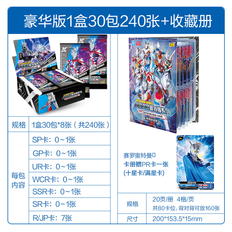 奥特曼卡片卡册全套卡牌玩具豪华荣耀黄金六一周年新年礼盒卡包儿童正版收集收藏册 1000元卡包福袋