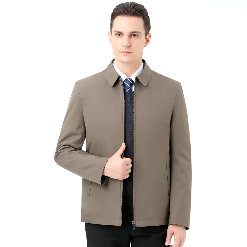 免费试穿 可拆卸内胆 春秋季高档羽绒棉服可加厚棉衣中年冬款大码棉服中老年男士加厚夹克外套大码爸爸装翻领高清大图