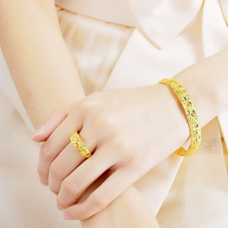 镀金男女士花戒仿黄金满天星戒指欧币戒指手工车花pthsmy2243送女朋友