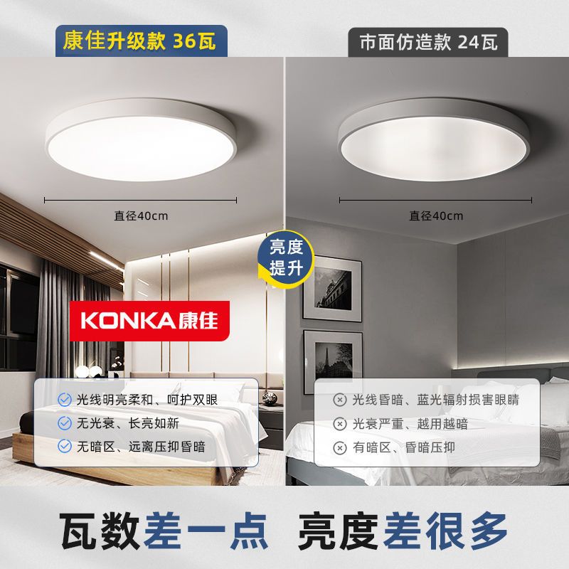 天圆白30cm-24w白光 超薄LED吸顶灯简约现代主卧室灯房间客厅灯厨房阳台北欧灯具