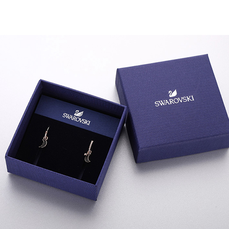 [直营]施华洛世奇 SWAROVSKI 穿孔耳环 女士 黑色/镀玫瑰金色 人造水晶 耳饰送恋人