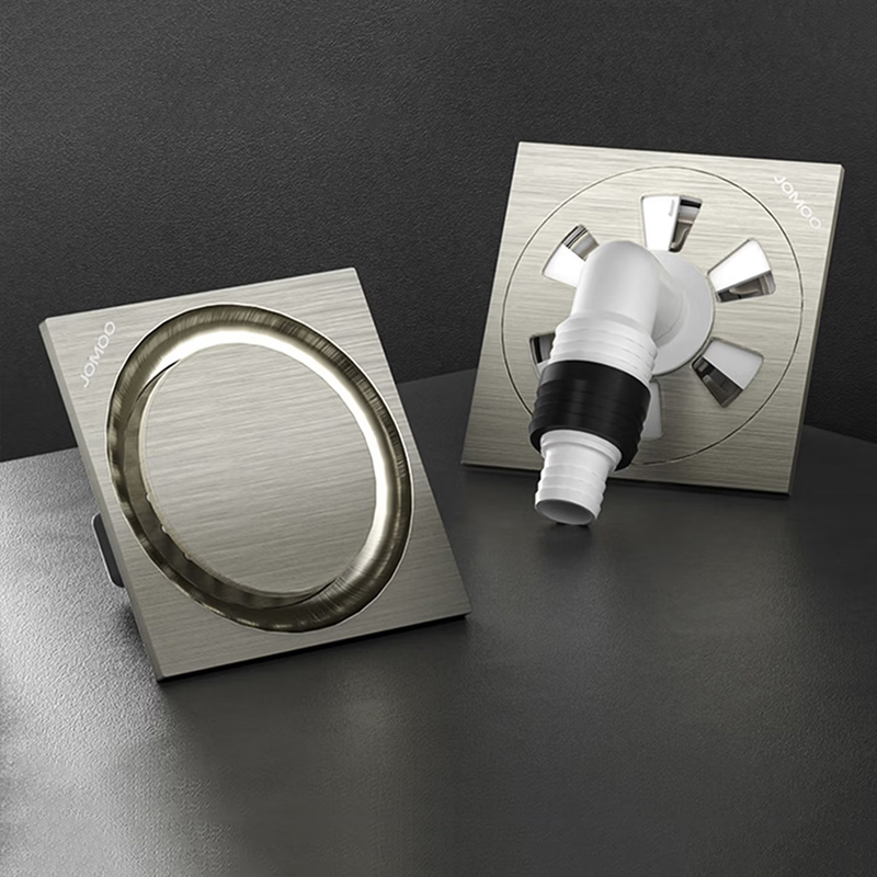 九牧(JOMOO)铜合金大排量隐形干湿区地漏冰河银色/枪灰色9249系列高清大图