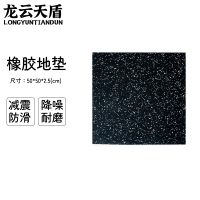 龙云天盾健身房地垫运动地胶垫室内减震防滑健身地垫环保隔音橡胶地垫50*50*2.5CM 黑白