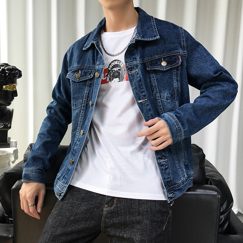 吉普战车JIPUZHANCHE秋冬新款男士牛仔服男修身外套柔软舒适牛仔衣男时尚潮流男士休闲牛仔夹克男士上衣大码男装
