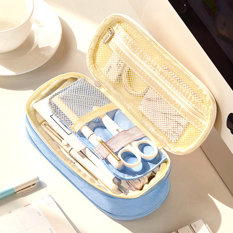 喻娄笔袋大容量多功能多层文具盒女小学生韩国创意文具袋女简约韩版