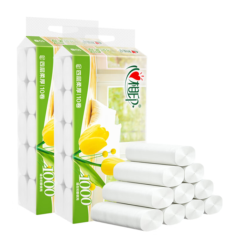 心相印 优选靠枕系列4层无芯卫生纸 100g/卷 10卷/提 5提装 LR110