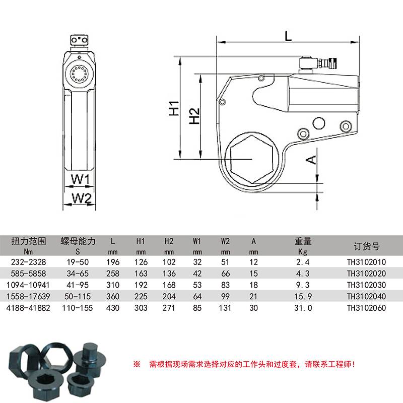 塔夫(TAFFTOOL)液压扳手 TH3102040