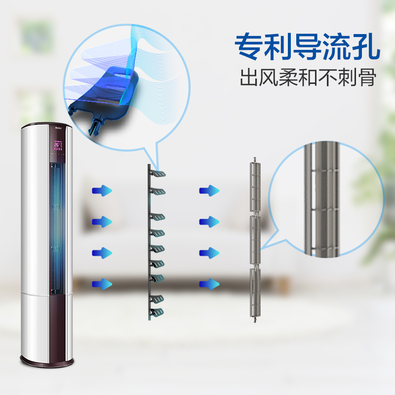 海尔(Haier)2匹 变频 KFR-50LW/17EDS21AU1 1级能效 健康自清洁 静音 家用冷暖 柜机健康空调
