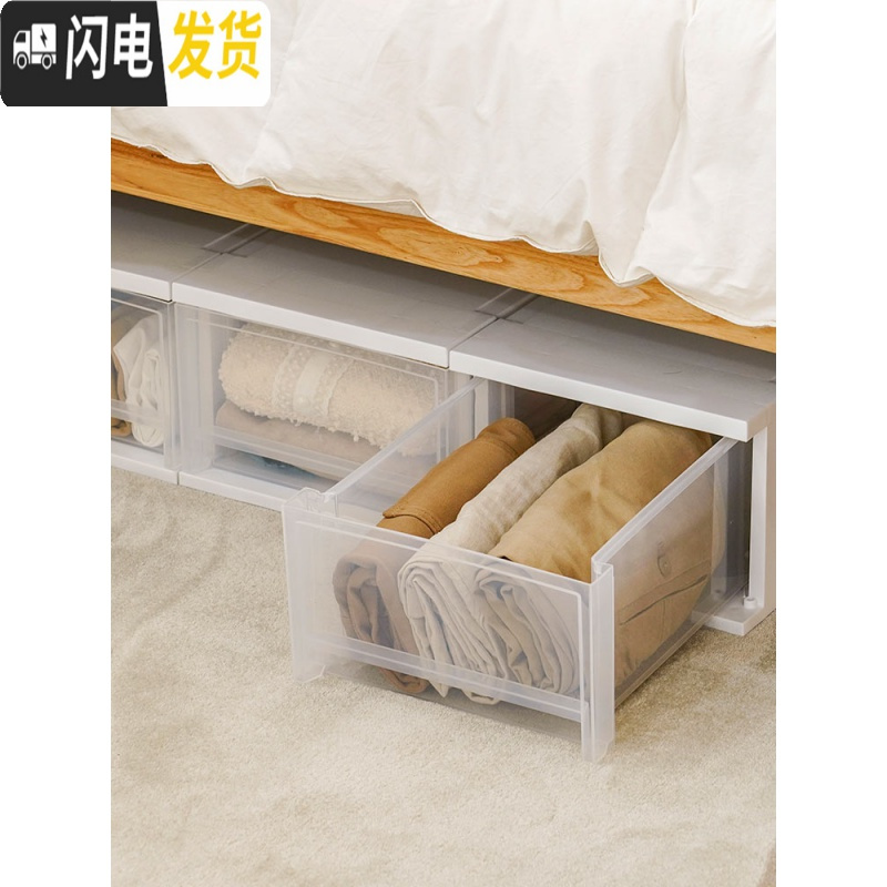 三维工匠抽屉式收纳盒衣柜收纳可叠加透明储物收纳箱爱丽丝塑料家用高清大图