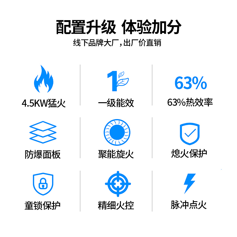 普王家用煤气灶双灶4.5KW大火力嵌入式燃气灶天然气灶节能猛火灶 台式双炉灶具高清大图