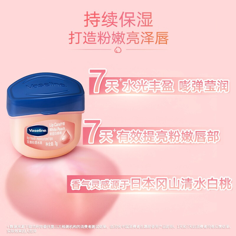 凡士林(Vaseline)滋养修护润唇膏清甜白桃味7G 保湿补水防干裂 新老随机高清大图