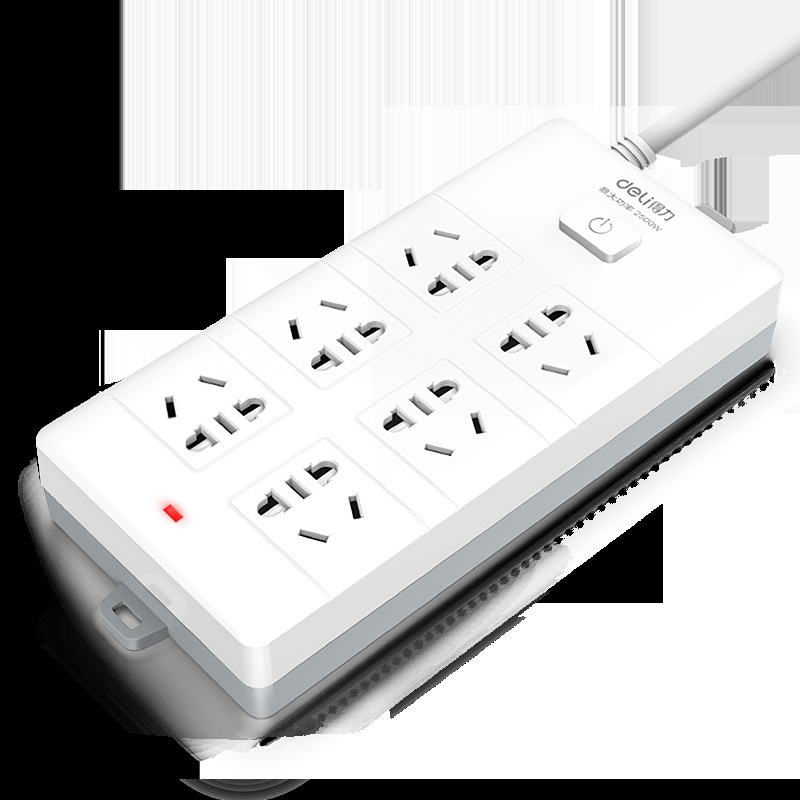 得力18168-05插座6孔5米_PVC袋装(只)高清大图