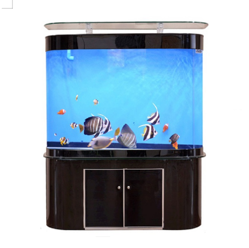 鱼缸水族箱免换水欧式双圆形玻璃缸生态造景家用客厅金鱼缸办公室中大型落地锦鲤缸高清大图