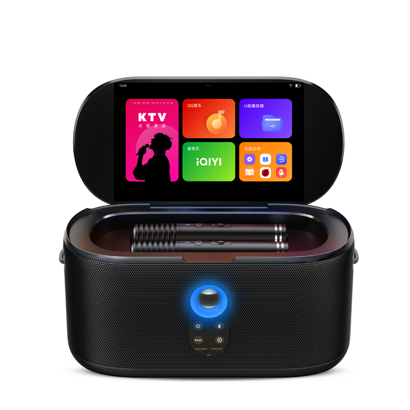 创维K50移动K歌机 智能蓝牙音箱 无线麦克风 正版K歌软件 高清IPS屏幕 黑色