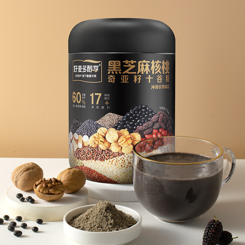 好麦多 黑芝麻核桃奇亚籽十谷粉-500g*2
