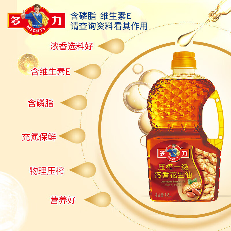 多力压榨一级浓香花生油1.8L*2礼盒装 食用油 3600ml