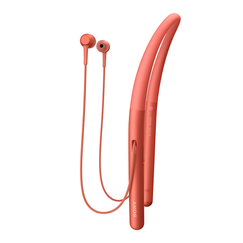 SONY/索尼WI-H700无线蓝牙耳机 颈挂式 Hi-Res立体声降噪耳机 手机音乐游戏耳机 暮光红