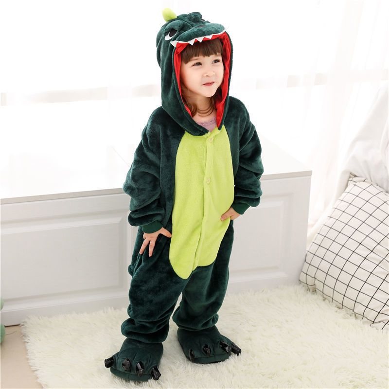 恐龙睡衣男宝宝衣服女连体儿童春天秋冬季可爱动物家居服加厚保暖视频