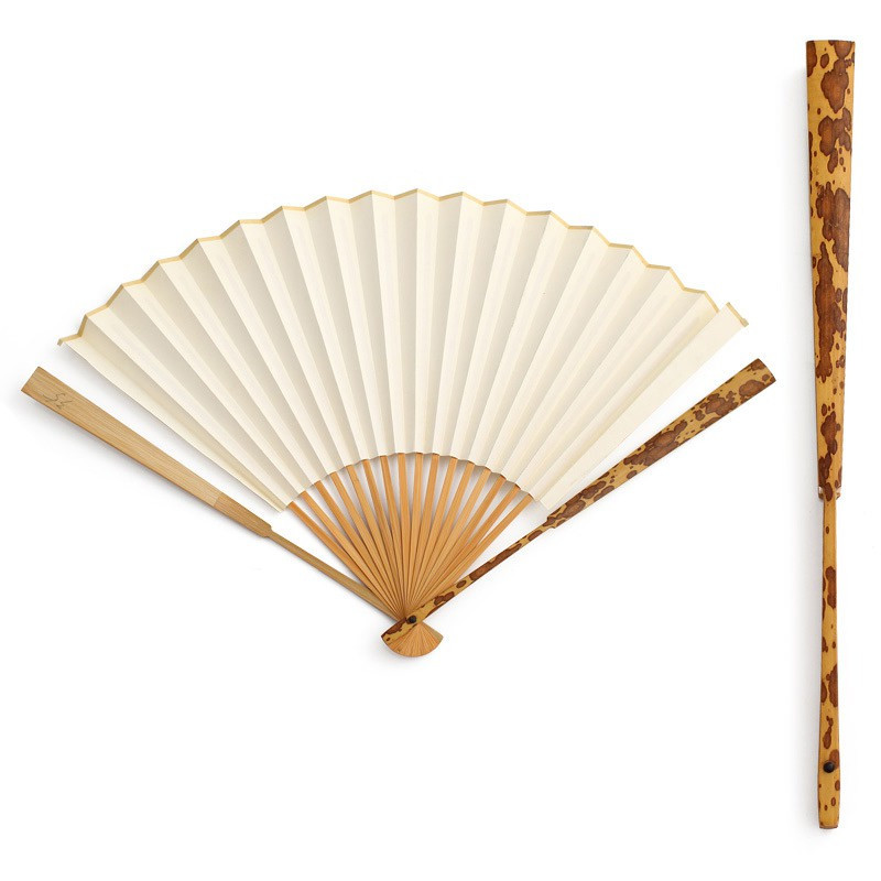 梅妃扇子男折扇斑竹扇宣纸扇文玩收藏扇书画扇香妃竹9.5寸 三维工匠 迷你梅妃5寸茄头竹斑随机